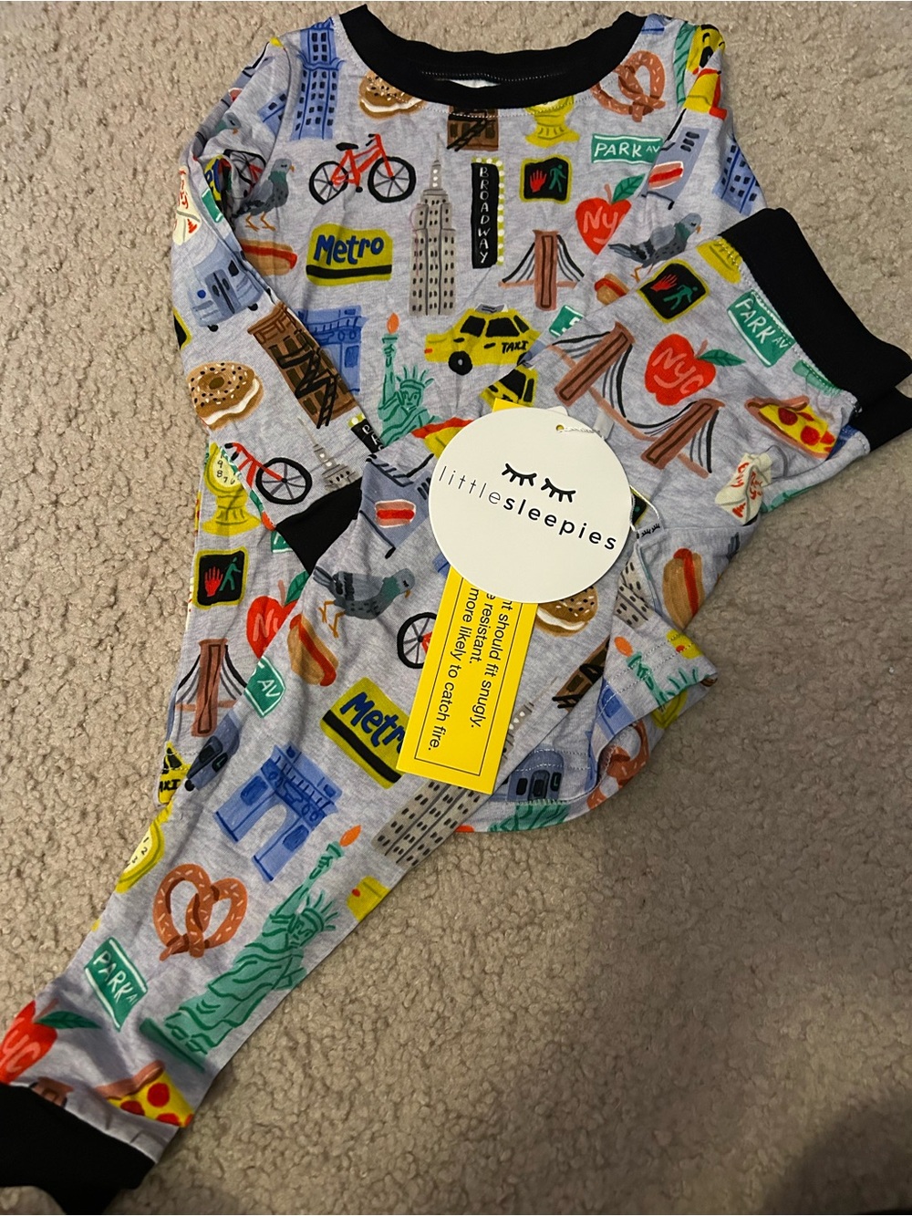 Little Sleepies Grey New York Landmark Print Kids Romper